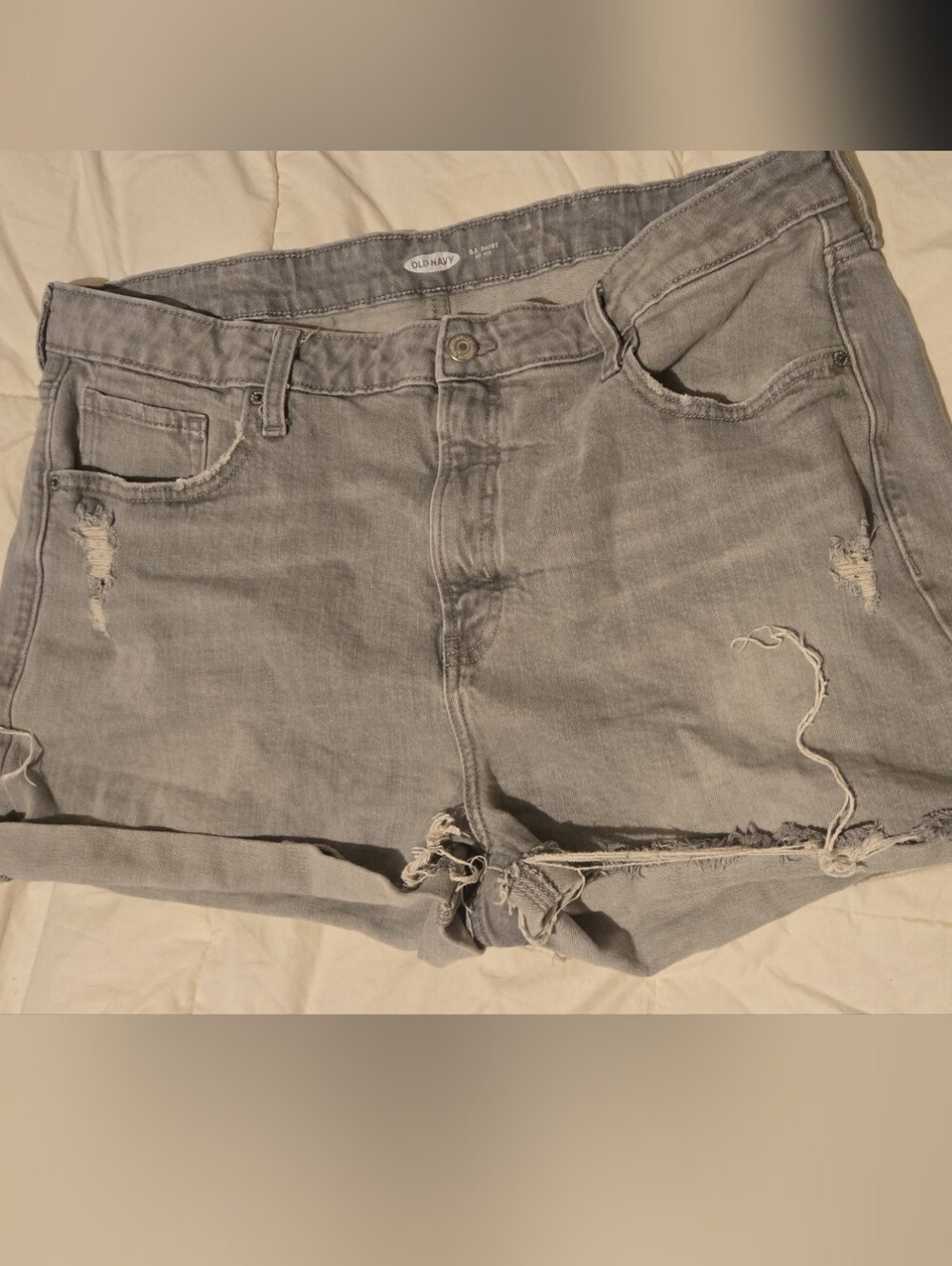 Old Navy Light Gray Distressed Denim Shorts